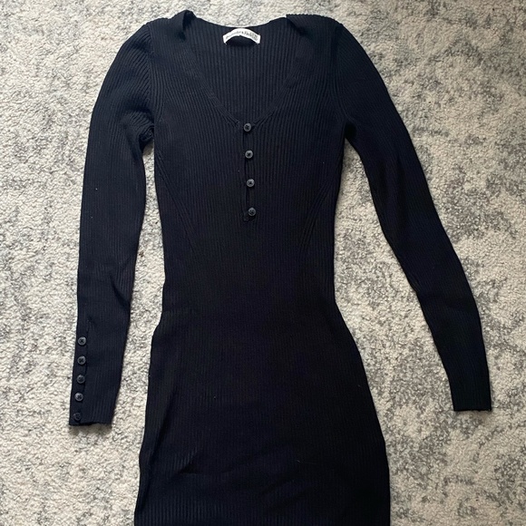 Ribbed Long Sleeve Bodycon Mini Dress - Picture 1 of 5